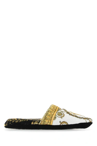 Shop Versace Baroque Intarsia Slippers In Multi