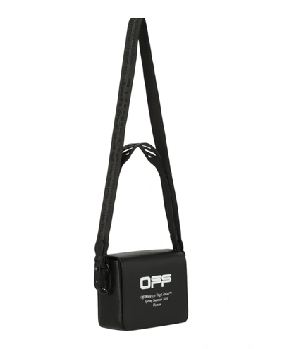 Shop Off-white Logo Leather Shoulder Bag In Black/white