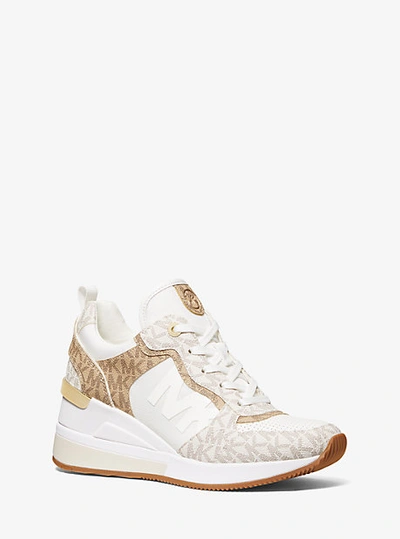 Shop Michael Kors Crista Mixed-media Trainer In White