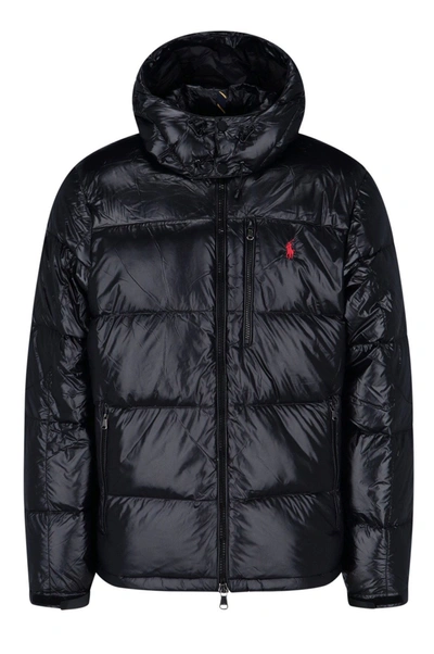 Shop Polo Ralph Lauren Logo Embroidered Puffer Jacket In Black