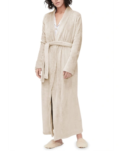 Shop Ugg Marlow Long Velour Robe In Beige