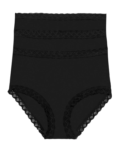 Shop Natori Three-pack Bliss Full-coverage Underwear Briefs In Black