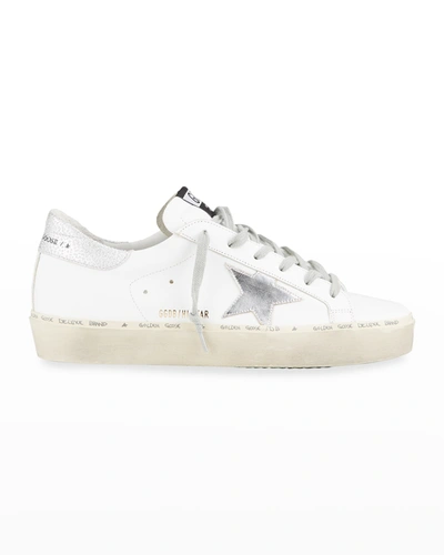 Golden Goose Vintage Leather Sneakers With Beaded Detail In Silver