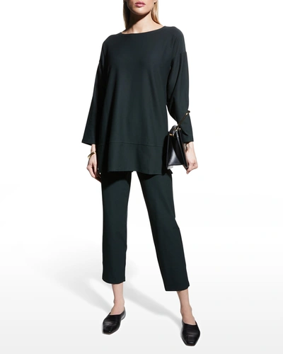 Shop Eileen Fisher Washable Stretch Crepe Slim Ankle Pants In Ivy