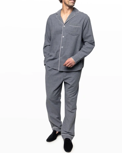 Shop Petite Plume Men's Classic Flannel Pajama Set In Grey