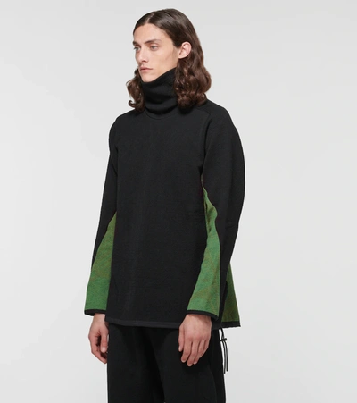 Black Panelled Turtleneck Sweater