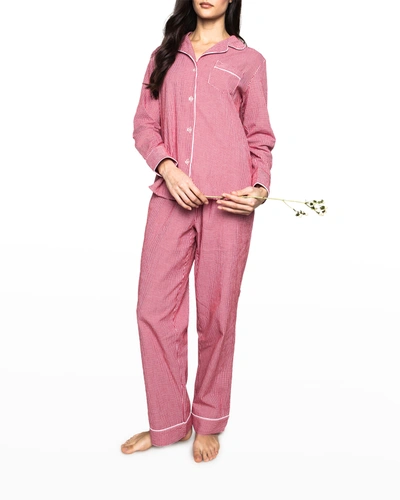 Shop Petite Plume Mini Gingham Cotton Two-piece Pajama Set In Red