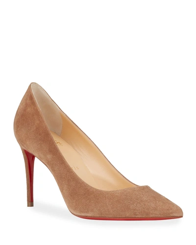 Shop Christian Louboutin Kate 85mm Suede Red Sole Pumps In C626 Fennec