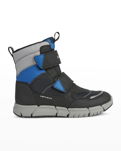 Shop Geox Boy's Flexyper Abx Grip-strap Weather Boots, Toddler/kids In Blk/blue