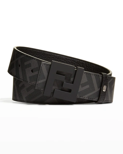 Shop Fendi Men's Squared Ff Reversible Belt In Nero