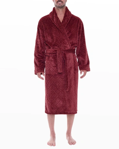 Shop Majestic Men's Crossroads Textured Plush Shawl Robe In Cabernet
