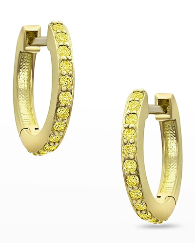 Shop Dominique Cohen 18k Yellow Diamond Hinged Huggie Hoop Earrings