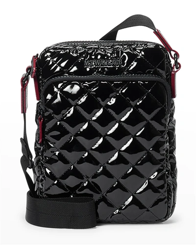 Shop Mz Wallace Metro Patent Quilted Crossbody Bag In Black Lacquer Oxf
