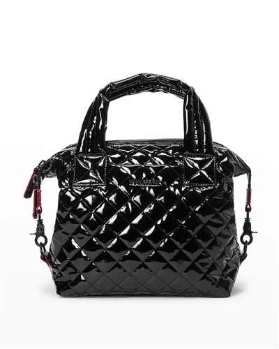 Shop Mz Wallace Sutton Deluxe Small Patent Quilted Crossbody Bag In Black Lacquer Oxf