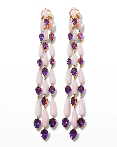 Shop Etho Maria 18k Pink Gold Pear-cut Amethyst And Pink Opal Earrings