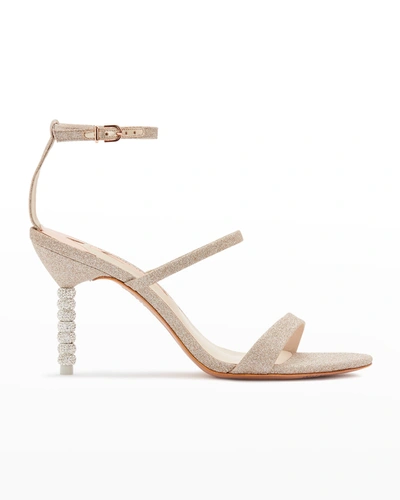 Sophia Webster Metallic Gold Rosalind 85 Glitter Sandals In Champagne