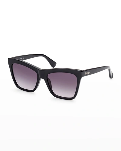 Shop Max Mara Gradient Plastic Butterfly Sunglasses In 01b Black/grey