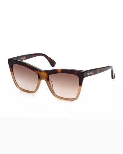 Shop Max Mara Gradient Plastic Butterfly Sunglasses In 56f Brown