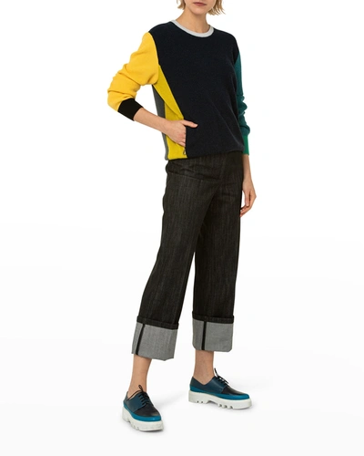 Shop Akris Colorblock Cashmere Sweater In Mimosa-multicolor