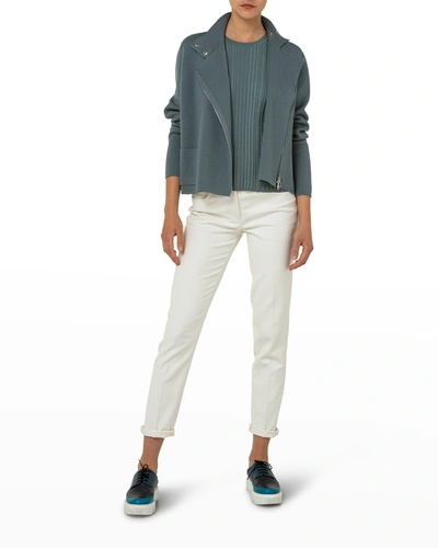 Shop Akris Milano Stitch Wool-silk Jacket In Slate