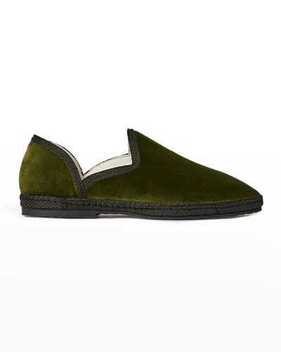 Shop The Row Kid's Friulane Velvet Slippers, Toddlers/kids In Forest Green