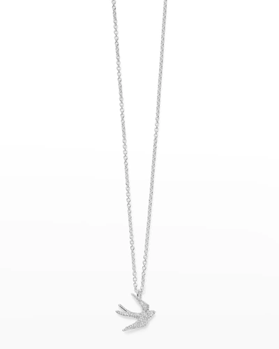 Shop Ippolita Mini Pave Dove Pendant Necklace In Sterling Silver In Dia