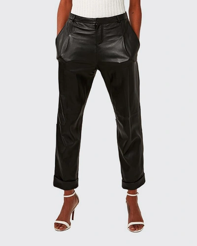 Shop As By Df The Denise Recycled Leather Ankle Trousers In Black