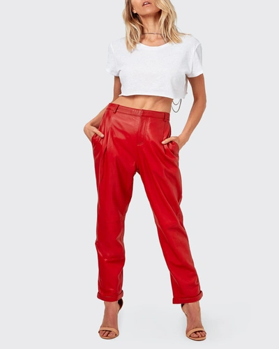 Shop As By Df The Denise Recycled Leather Ankle Trousers In Coco Red