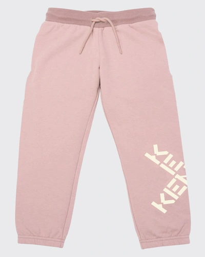 Shop Kenzo Girl's Cross Logo Fleece Jogger Pants In 471 Pink