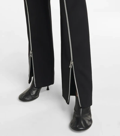 Shop Bottega Veneta Zipped Wool-blend Straight Pants In Black