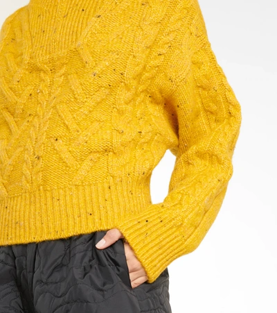 Shop Ganni Cable-knit Sweater In Spectra Yellow