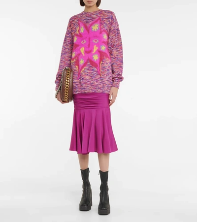 Shop Stella Mccartney X Myfawnwy Starface Jacquard Sweater In Rose Multi