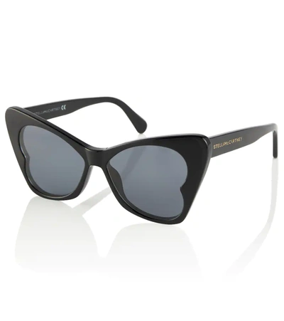 Shop Stella Mccartney Acetate Sunglasses In Shiny Black / Smoke