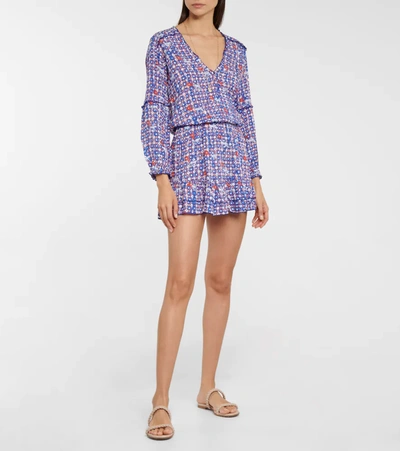 Poupette St Barth Ilona Printed Minidress In Blue Hyeres