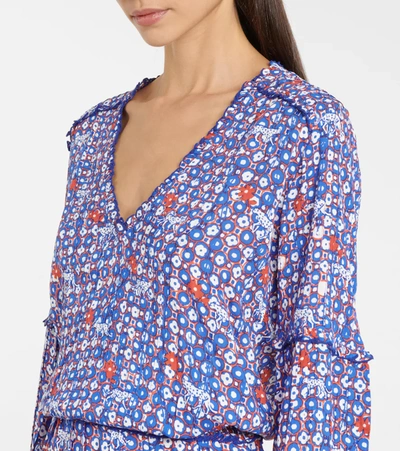 Poupette St Barth Ilona Printed Minidress In Blue Hyeres