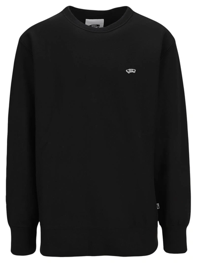 Shop Vans Logo Embroidered Crewneck Sweatshirt In Black