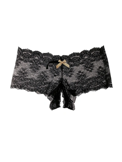 Shop Hanky Panky Luxe Lace Crotchless Brief In Black