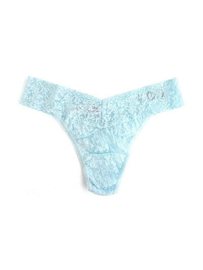 Shop Hanky Panky I Do Crystal Signature Lace Original Rise Thong In Blue