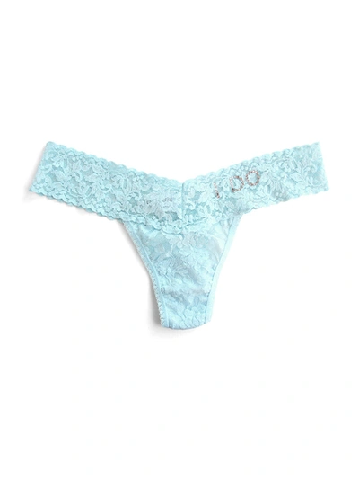Shop Hanky Panky I Do Crystal Signature Lace Low Rise Thong In Blue