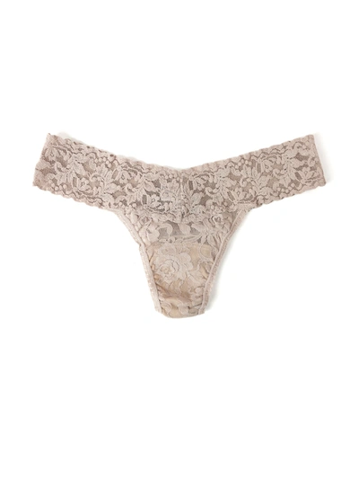 Shop Hanky Panky Petite Size Signature Lace Low Rise Thong In Brown