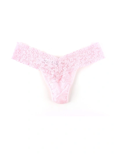 Shop Hanky Panky Petite Size Signature Lace Low Rise Thong In Pink