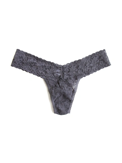 Shop Hanky Panky Signature Lace Low Rise Thong In Grey