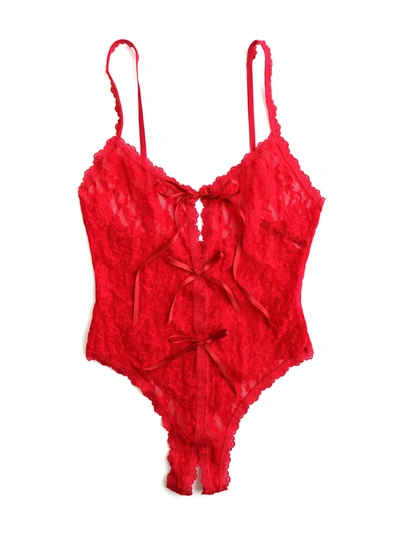 Shop Hanky Panky Signature Lace Crotchless Teddy In Red