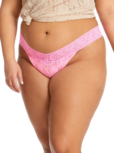 Shop Hanky Panky Plus Size Signature Lace Original Rise Thong In Pink