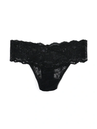 Shop Hanky Panky American Beauty Rose Natural Rise Thong In Black