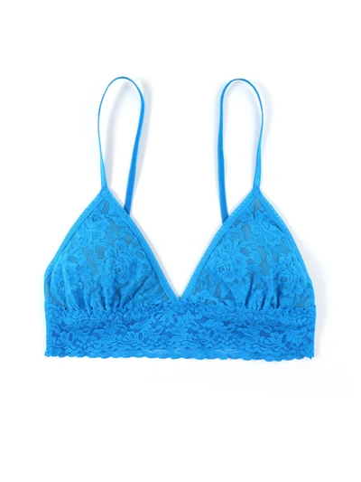 Shop Hanky Panky Signature Lace Padded Triangle Bralette In Blue