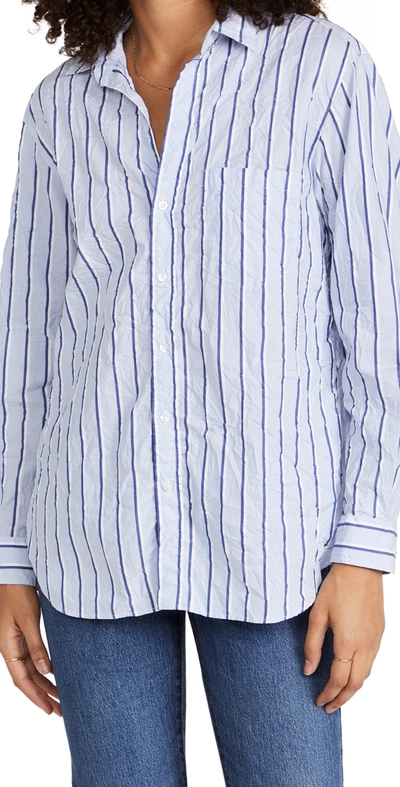 Shop Frank & Eileen Joedy Woven Button Up Shirt In Blue/white/double Stripe