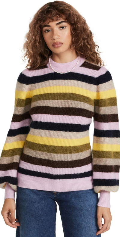 Shop Ganni Soft Wool Knit Sweater In Multicolor