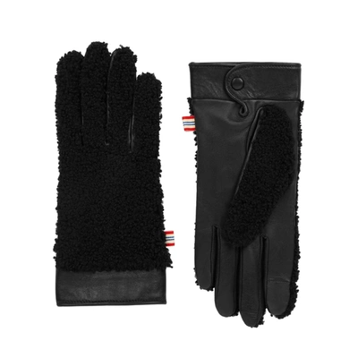 Shop Agnelle Bert Black Shearling Gloves
