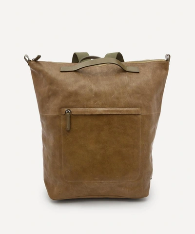 Shop Ally Capellino X Esquire Hoy Leather Backpack In Moss